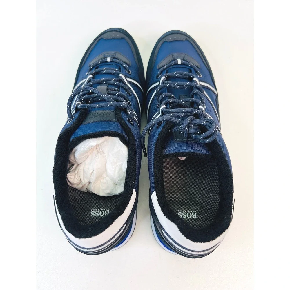 Hugo Boss Parkour Runn Nywe Mens Dark Blue Suede Nylon Sneakers 50452032 Size 13
